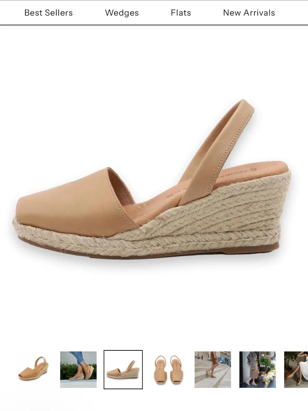 Size 41 Almond Espadrille Wedge Slingback Sandals - Almond. NBW - Picture 3 of 9